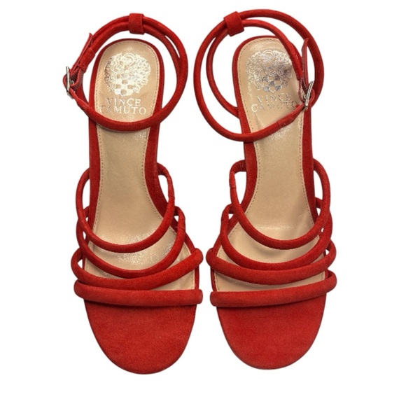 VINCE CAMUTO | Kaniana Red Suede Strappy Heels | 7.5 - Picture 11 of 13